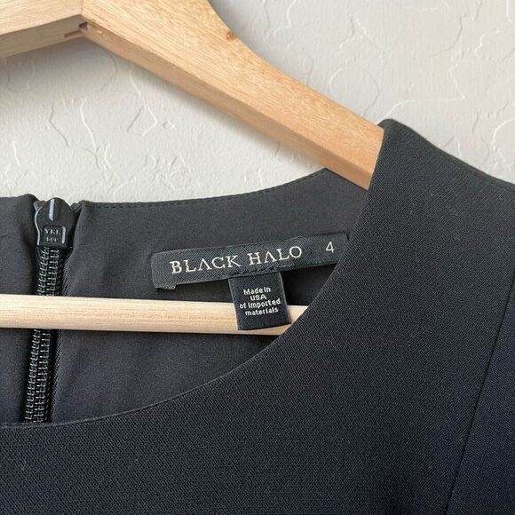 Black Halo Brooklyn Jumpsuit Black Bell Sleeve Pantsuit Size 4 - Picture 7 of 13